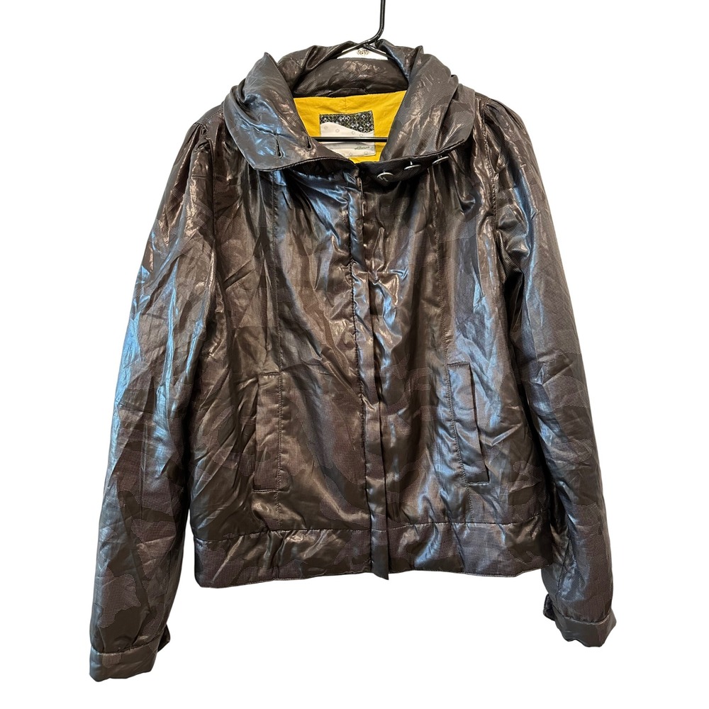 Skunkfunk Eriztan Jacket Women Size 3 Brown‎ Metallic Geometric Camo Puffer Hood